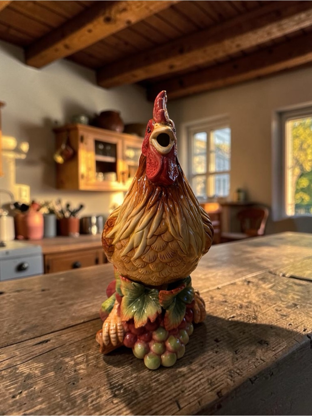 Ceramic Rooster Pitcher - Picture 2 of 7